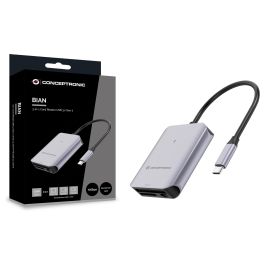 Conceptronic Lector de Tarjetas USB-C BIAN09G SD 4.0, MicroSD 4.0, CFast 2.0, USB 3.2 Gen 2, 10 Gbps