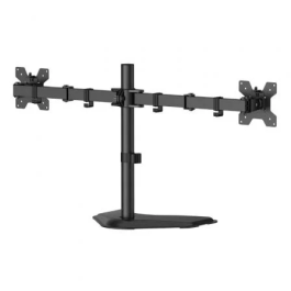 AISENS - SOPORTE DE MESA CON PEANA ECO GIRATORIO E INCLINABLE PARA MONITOR/TV 10KG (3 PIVOTES, 2 BRAZOS) DE 17-32, NEGRO
