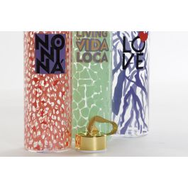 DKD Home Decor Botella Lila y Rojo Borosilicato Inox 6.5 x 23 x 6.5 cm Apto Microondas Lavavajillas Cierre Hermético (6 Unidades)