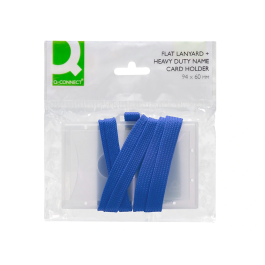 Q-connect Identificador kf17112 con Cordón Plano Azul y Apertura Lateral, 94x60 mm