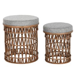 DKD Home Decor Reposapies Tropical 40 x 48 x 40 cm Set de 2 Bambu Poliester Marron Gris Precio: 132.88999966. SKU: B12J5537RL