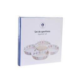 DKD Home Decor Aperitivo Urban Multicolor Natural Gres y Bambú 22 x 22 x 3 cm