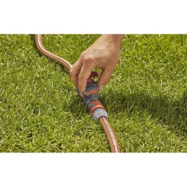 Gardena Válvula de Regulación con Acoplamiento, Plástico Gris/Naranja, para Sistema de Riego por Goteo, Macho/Macho