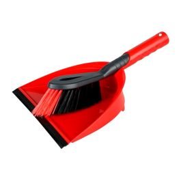 Vileda Set Completo de Pala Recogedor y Cepillo de Barrido, Plástico Rojo para Limpieza Doméstica de Migas y Polvo