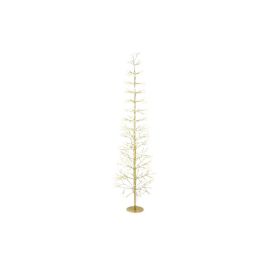 DKD Home Decor Árbol de Navidad Moderno con Luces LED Integradas Cálidas, Diseño Elegante Dorado Metálico, Para Decoración del Hogar, 180 cm Alto