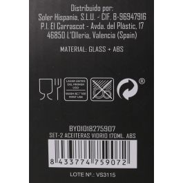 Set de 2 aceiteras de vidrio 170 ml Anna (24 Unidades) Set de 2 aceiteras de vidrio 170 ml Anna (24 Unidades)