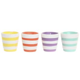 DKD Home Decor Vela Bicolor Amarillo de Terracota con Rayas 8 x 8 x 8 cm (12 Unidades) Precio: 37.50000056. SKU: B1HCDFSBRR