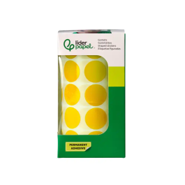 Liderpapel Gomets Círculos Autoadhesivos 20 mm Amarillo Rollo de 2000 Unidades