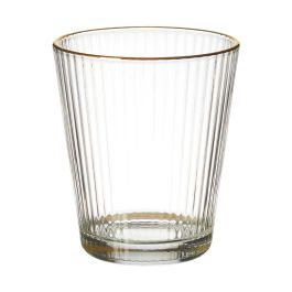 Home Deco Factory Vaso 350 Ml Cocktail con Ribete Dorado Transparente Textura Acanalada