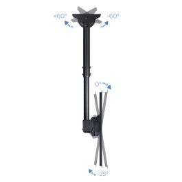 TooQ LPCE1170TSLI-B Soporte Techo TV Giratorio Inclinable Nivelable 37-70" VESA 200x200-600x400 50kg Techos Inclinados Negro