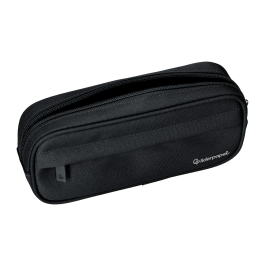 Liderpapel Estuche Portatodo Classic Ovalado Negro, 2 Cremalleras con Bolsillo Delantero, 210x90mm