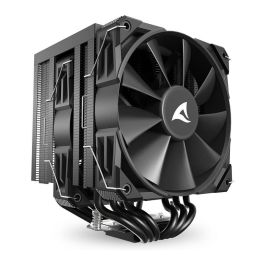 Sharkoon A60 Refrigerador de aire para CPU, Doble Torre, 6 Tubos de Calor, 2x12 cm PWM, 260W TDP, LGA1851, Negro