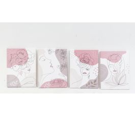 DKD Home Decor Cuadro Scandi Mujer en Lienzo y Pino, Set de 4 Unidades, Beige y Rosa, 40x30x1.8 cm Precio: 9.67758. SKU: B1DBERB6DB
