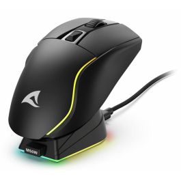 Sharkoon SGM50W Ratón Gaming Óptico Inalámbrico/Cable Dual Mode 6400 DPI. Iluminación RGB, Base de Carga, Batería 70h, Mano Derecha.