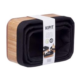 Set 3 Organizadores de Bambú y Tela Negra Kipit - 31x12x21 cm (4 Unidades) Set 3 Organizadores de Bambú y Tela Negra Kipit - 31x12x21 cm (4 Unidades)