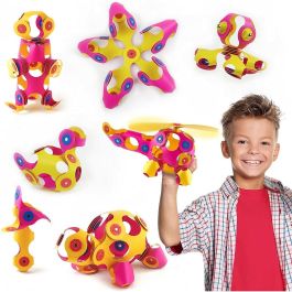 GIPSY TOYS AAADG59402 Clixo Crew Pack Rosa/Amarillo - Juego de Construcción Magnético Flexible - 30 Piezas - A partir de 4 Años
