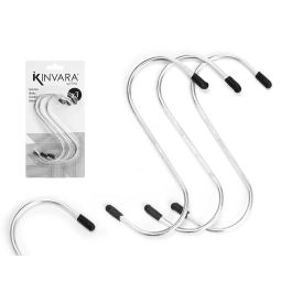Set 3 Ganchos Metálicos Grandes Kinvara - 10.5x21x2 cm, Plata (24 Unidades) Precio: 21.88999989. SKU: B1D7K66DA2
