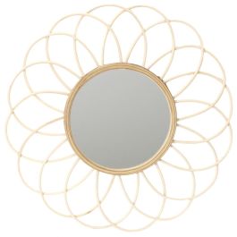 Home Deco Factory Espejo Ratán Forma Rosetón Diámetro 56 cm Natural