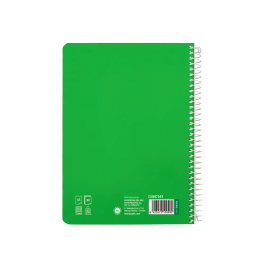 Liderpapel Cuaderno Espiral A5 Tapa Dura 80 Hojas 90gr Cuadro Pautado 5mm Color Verde