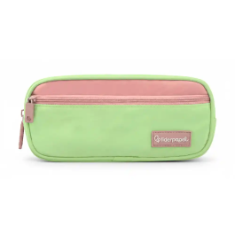 Liderpapel Estuche Portatodo Duo 3 Cremalleras con Bolsillo Frontal Verde Pastel 220x90x70mm
