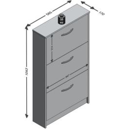 FMD 4029494118028 Zapatero Decoración Blanca 3 Solapas para 6 Pares - L58,5 x H104,5 x P17 cm - Fabricado en Alemania