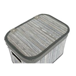 Juego de Cestas DKD Home Decor Blanco Gris Bambú Madera MDF 51 x 35 x 33 cm