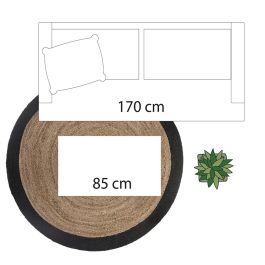 Atmosphera Alfombra de Yute Arpillera Redonda Negra Ø120cm
