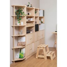 Astigarraga Escalera taburete de madera de pino, 2 peldaños, soporta hasta 100 kg