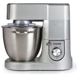 Domo DO9079KR Robot de cocina con motor 1500W, cuenco 6.7L acero inoxidable, batidor, amasador y velocidad progresiva Gris