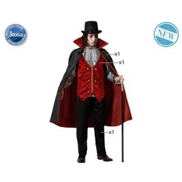 Disfraz de Vampiro Clásico para Hombre Adulto Completo con Capa Roja, Chaleco, Pantalón y Camisa – Halloween y Fiestas Temáticas Talla M-L