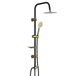 Columna de Ducha Fontastock Negro Dorado Acero Inoxidable ABS Cromado