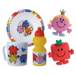 Fun House Vajilla Monsieur Madame Plato Hondo Ø16 cm, Botella 350 ml, Taza 350 ml y 2 Peluches 12 cm FUN3524550064857