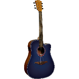 Lag Guitarra Acústica Dreadnought Electroacústica Cutaway Edición Limitada Blue Burst con Tapa de Cedro y Caoba