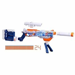 Nerf Load Out Artic Zerostriker Pistola de Juguete con 24 Dardos, Incluye Mira, Culata, Cañón y Bípode, para Niños +8 Años