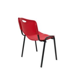 Piqueras y Crespo PACK426IRJ Sillas Confidentes Robledo Pack 4 Asiento y Respaldo Duro PVC Rojo Estructura Negra