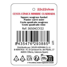 Cesta Cónica de Mimbre Cuadrada Privilege 22x22x8 cm - Inde (12 Unidades) Cesta Cónica de Mimbre Cuadrada Privilege 22x22x8 cm - Inde (12 Unidades)