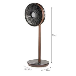 Domo DOM5411397173201 Ventilador de Pedestal 26W Madera, Consumo ECO, Silencioso, 9 Velocidades, Pantalla LED, Mando a Distancia