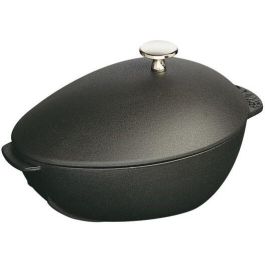 Staub Muscheltopf, Olla para Mejillones de Hierro Fundido, Redonda, 25 cm, Color Negro