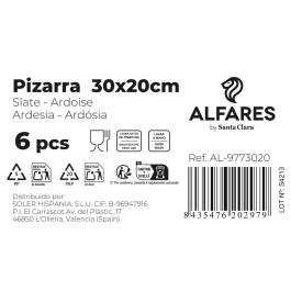 Bandeja Pizarra 30x20 cm Alfares - Santa Clara (12 Unidades) Bandeja Pizarra 30x20 cm Alfares - Santa Clara (12 Unidades)