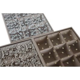 DKD Home Decor Caja Infusiones Shabby Colección Bandana Pastel Rosa Azul 24x24x6.5 cm MDF Cristal Metal Set 3 Unidades