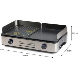 Domo DO9259G Barbacoa de Sobremesa Genius con 2 Zonas de Cocción, Termostato Regulable, 2400 W