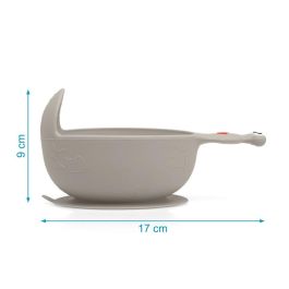 KioKids Cuenco de Silicona Antideslizante con Ventosa Diseño Caracol Gris para Bebés +6 Meses Apto Microondas y Lavavajillas