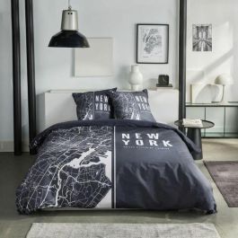 Today TOD3574641268619 Juego de Cama JAVA de Algodón para Cama Doble, 240x220 cm, Diseño Estampado New York, Negro