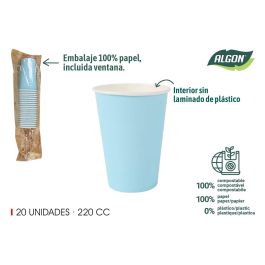 Algon Set de 20 Vasos de Cartón Azul Baby 220 cc (7x7x9.5 cm) (20 Unidades) Precio: 8.59000054. SKU: B1HCR7JQYD