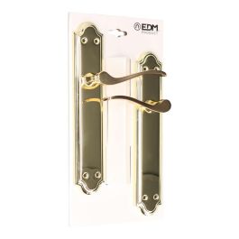 Edm Juego de Manillas 1777 Latonado Placa Acero Maneta Aluminio 240 x 45 mm