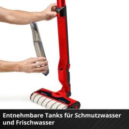 Einhell Akku-Hartbodenreiniger CLEANEXXO para Laminado, Azulejos y Madera - Limpiador Húmedo de Suelos Duros, 400 ml, Rojo