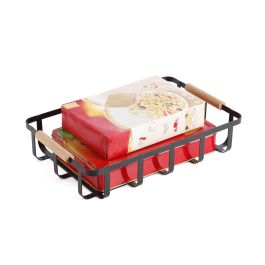 Confortime Cesta Organizadora Negro de Madera, 36.7 x 24.2 x 8.4 cm - Caja de Almacenaje y Ordenación Confortime (6 Unidades)