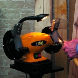 Fartools 110250 Rectificadora de Banco BG 150B 400 W, 2 Discos 150 mm, 2950 RPM, Lámpara LED y Pantallas de Protección