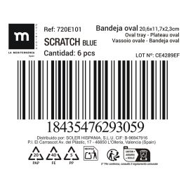 La Mediterranea Bandeja Oval Scratch Blue 20.6 x 11.7 x 2.3 cm (18 Unidades)