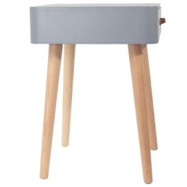 Home Deco Factory Mesita de Noche Gris Essentiel Estilo Escandinavo Madera Cajón 35x35x48 cm